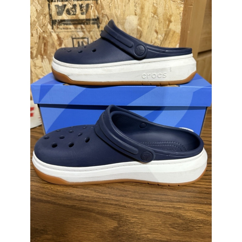 Crocs Crocband Clogs M6 W8 Navy Blue White Gum Sole Slip On Comfort Shoes - Picture 2 of 8